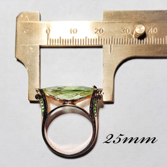 🎀18k/925 Peridot Horse Eye Ring - Picture 4 of 5